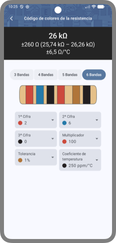 Captura de pantalla de la interfaz de la aplicación en Android