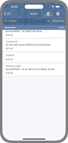 Screenshot der App-Benutzeroberfläche unter iOS